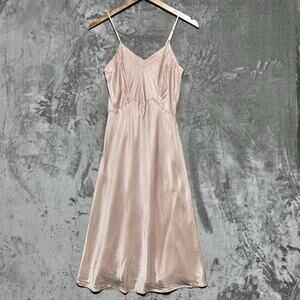 1940s Seamprufe Tailored Slip Dress Womens Size 36 Blush Pink Bias Liquid Satin